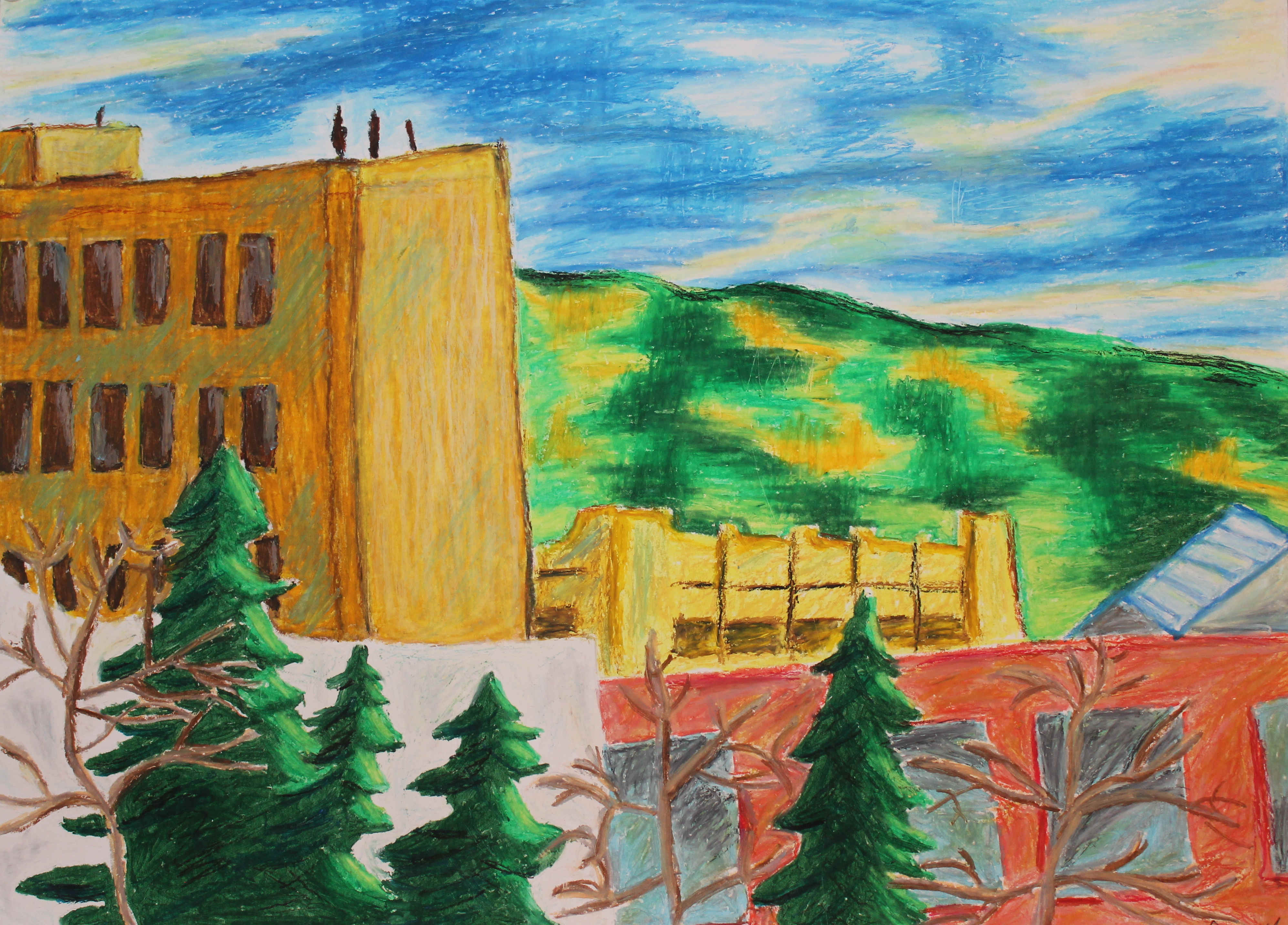 Pastel: 'University in Cezanne Style'