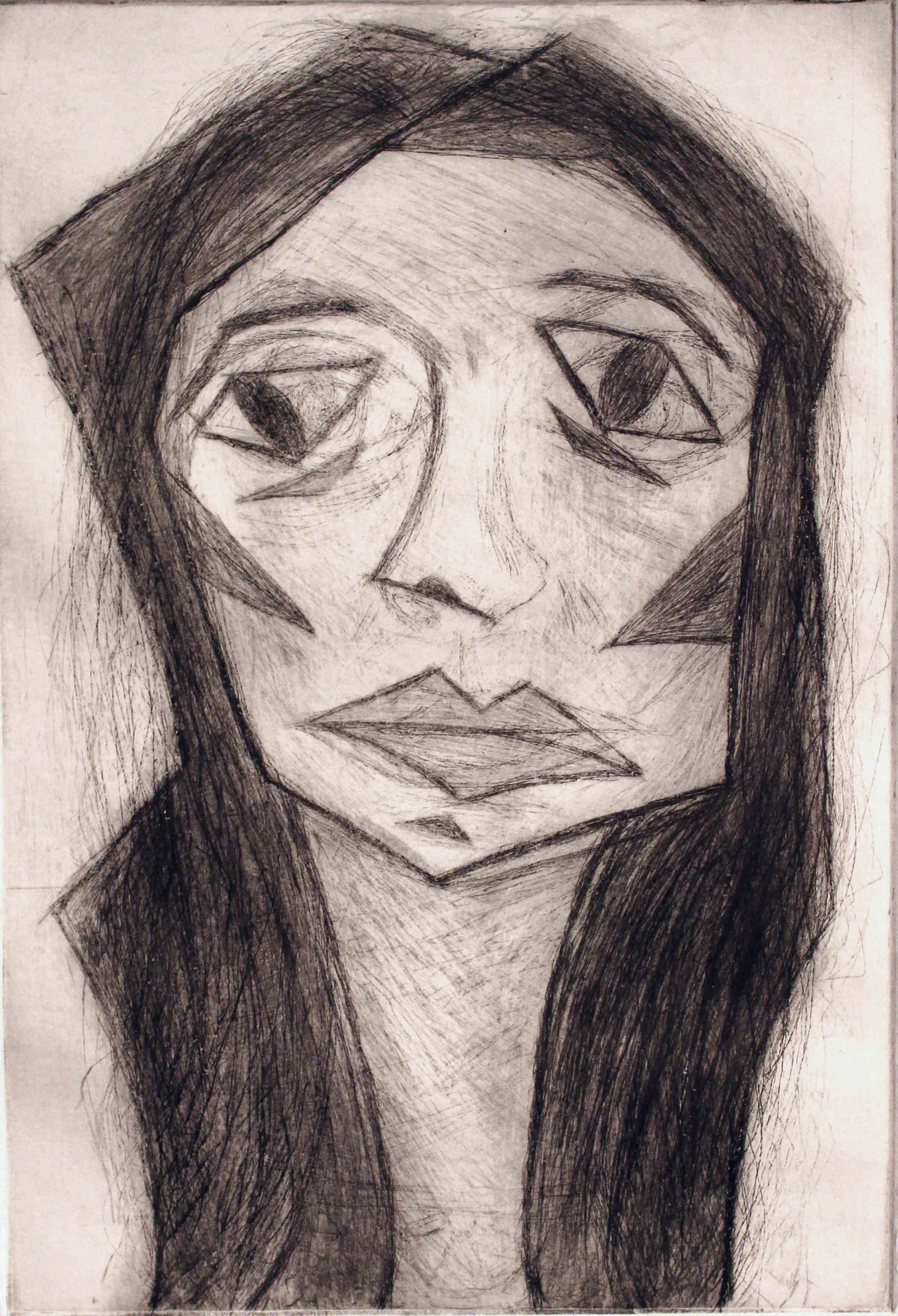 Drypoint-etching: 'Portrait'